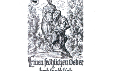 Plakat mit der Aufschrift: Einen fröhlichen Geber hat Gott lieb